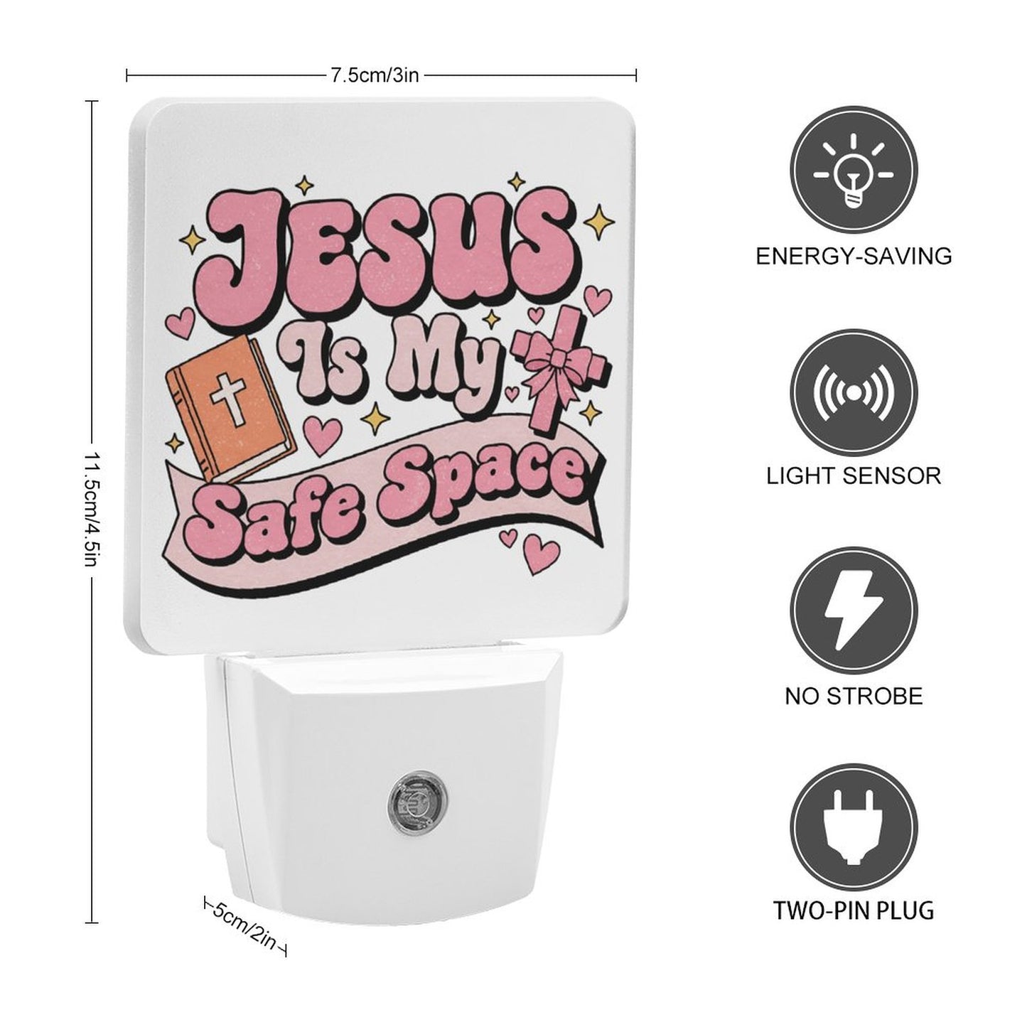 He Is My Safe Space Christian Night Light For Kids - ClaimedbyGodDesigns