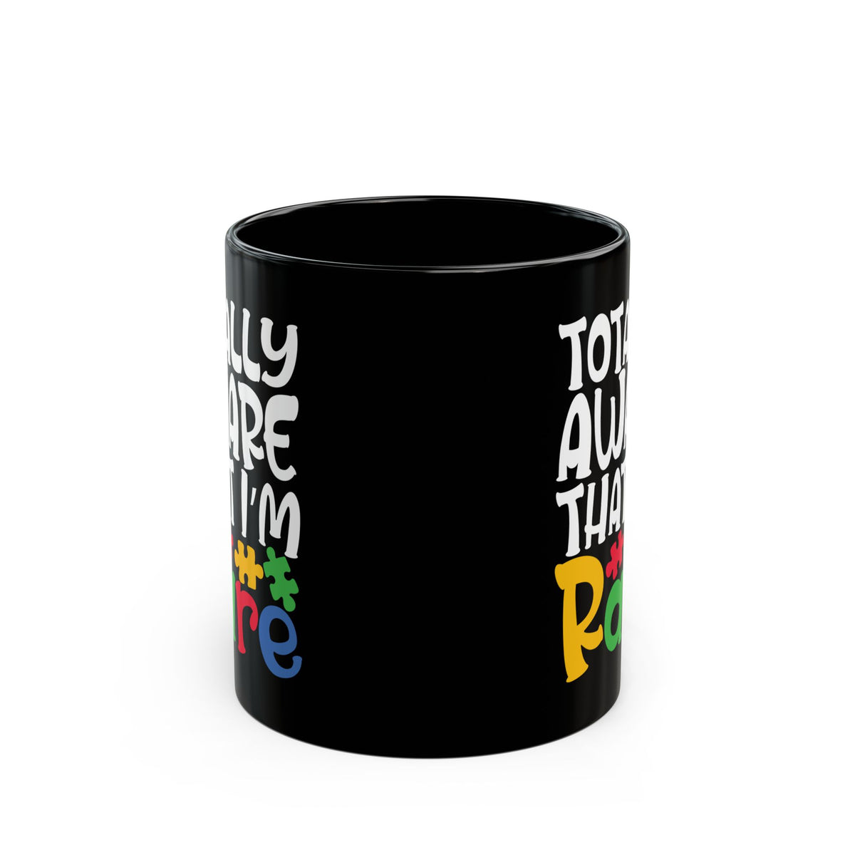 Rare autism awareness colorful black coffee mug