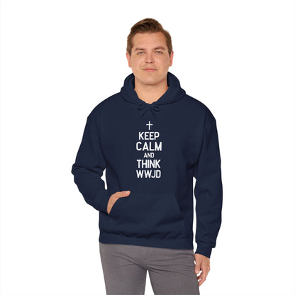 Keep Calm And Think What Would He Do (wwjd)Unisex Christian Hooded Pullover Sweatshirt