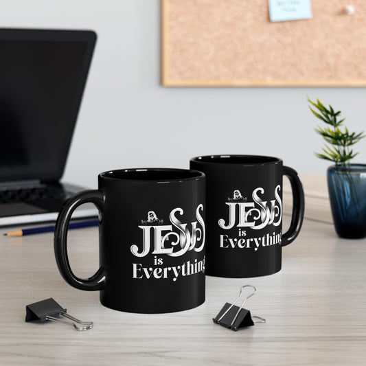 Jesus Is Everything Christian Black Ceramic Mug 11oz (double sided print) Printify