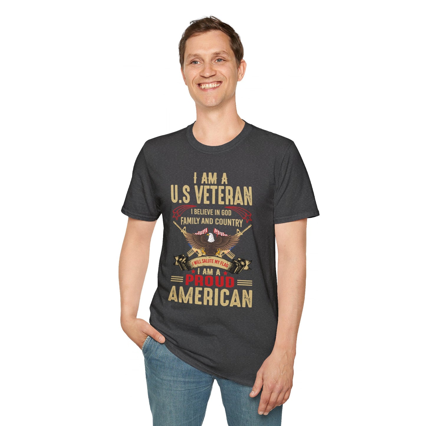 I Am A US Veteran I Believe In God Family And Country I Am A Proud American Patriotic Christian Unisex T-shirt