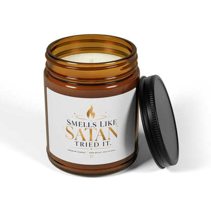 Smells Like Satan Tried It Soy Candle — Amber Jar Scented Candle (Multi-Size)