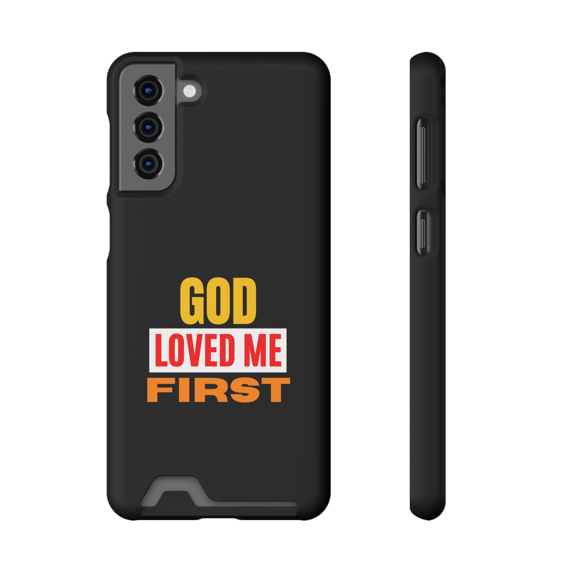 God Love Me First Christian Phone Case With Card Holder Printify