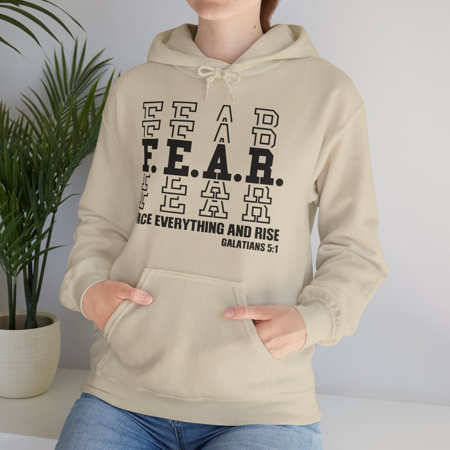 FEAR Face Everything And Rise Unisex Christian Hooded Pullover Sweatshirt