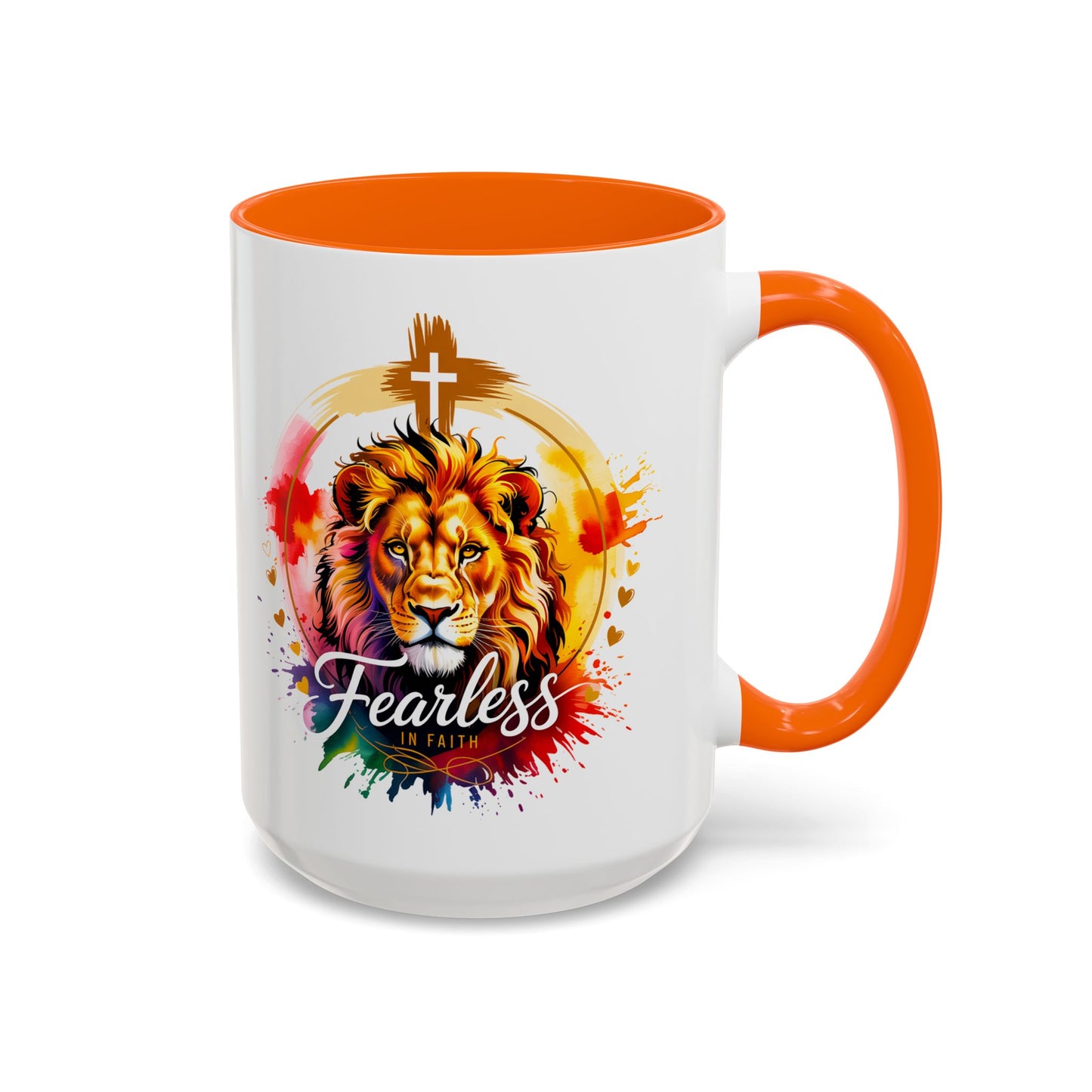Fearless in Faith Lion Coffee Accent Mug - 11oz & 15oz Inspirational Drinkware
