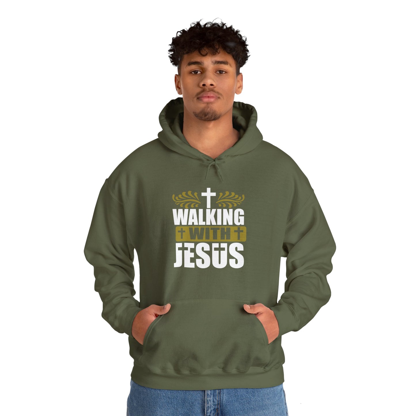 Walking With Jesus Unisex Christian Pullover Hooded Sweatshirt