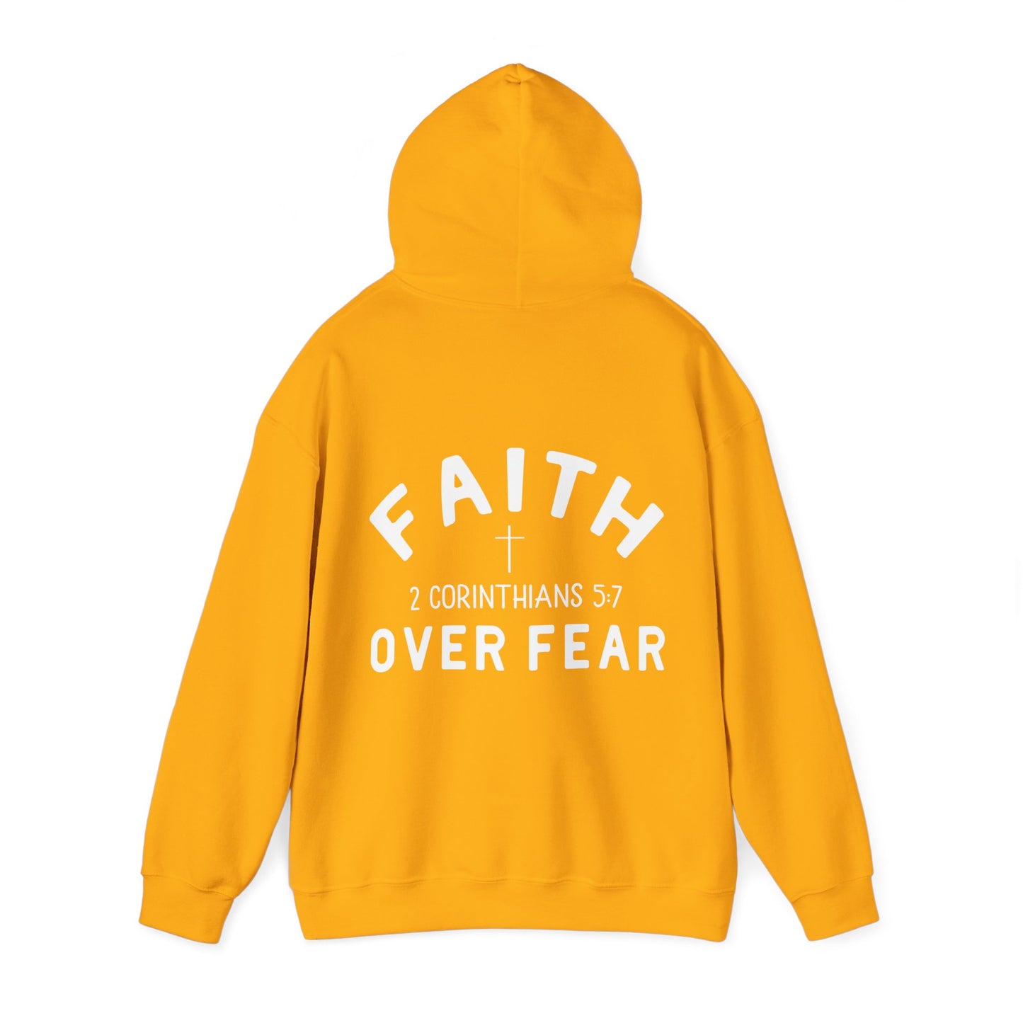 Faith Over Fear 3 Crosses  Unisex Christian Hooded Pullover Sweatshirt