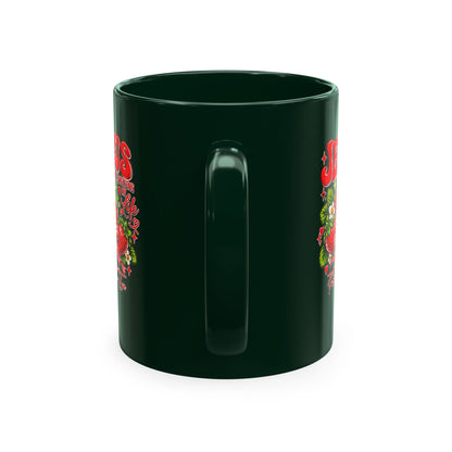 Ceramic Mug — "Jesus Sweetens My Life" Strawberry Faith Coffee Cup