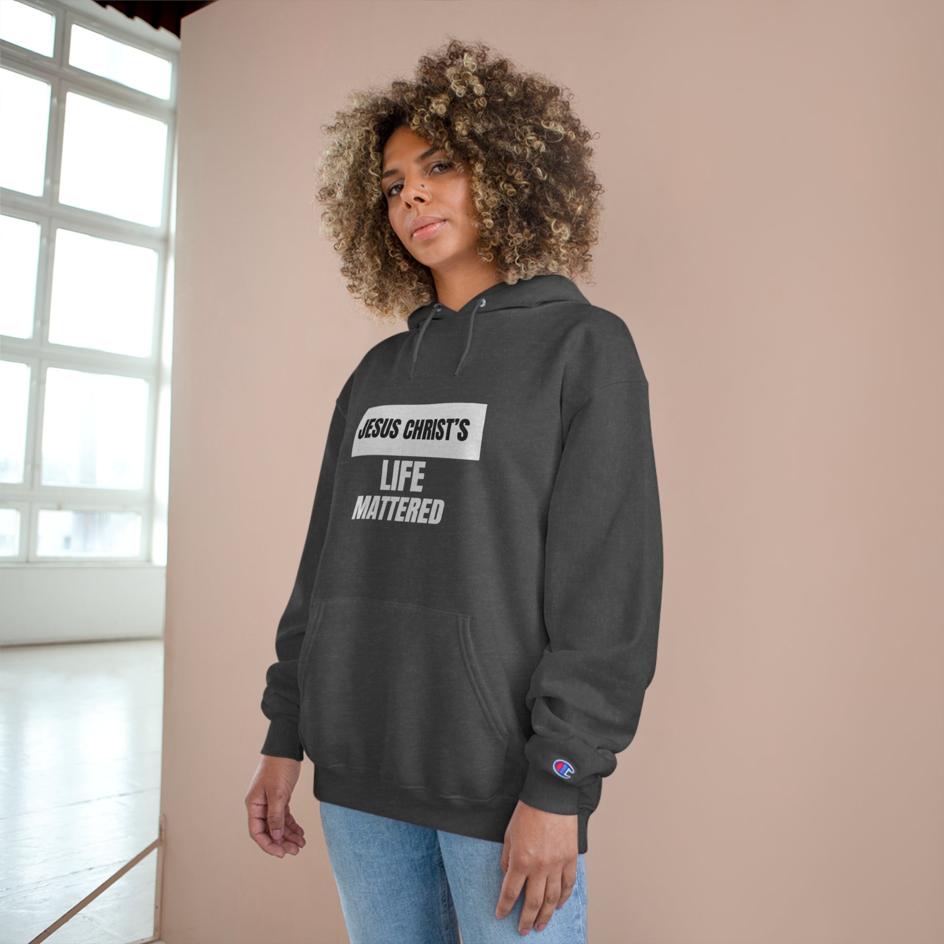 Jesus Christ's Life Mattered Unisex Champion Hoodie Printify