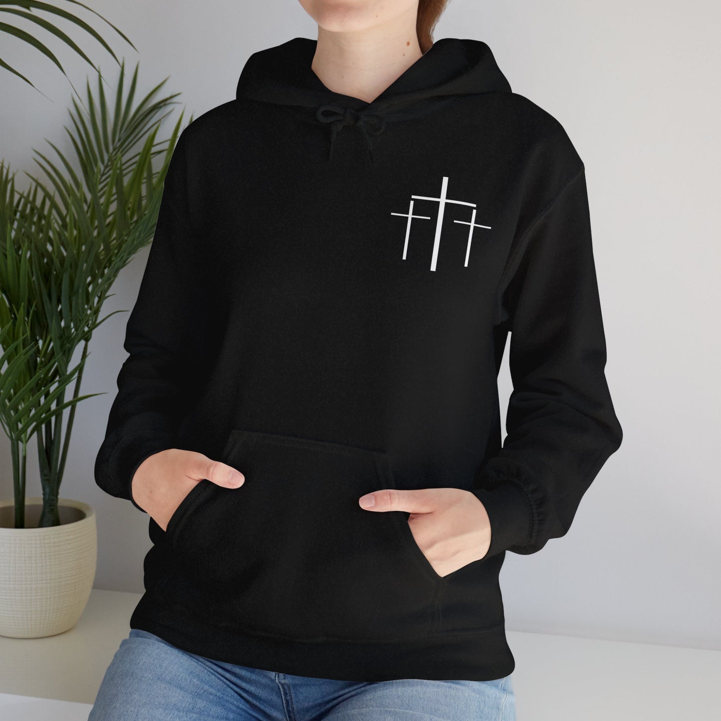 Faith Over Fear 3 Crosses  Unisex Christian Hooded Pullover Sweatshirt