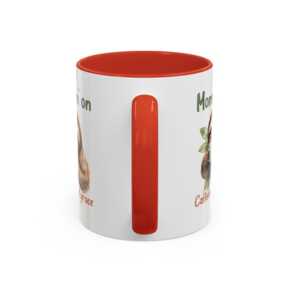 Sloth Mom Coffee Accent Mug - 'Mommin' on Caffeine and Grace' - Cute Gift for Christian Moms