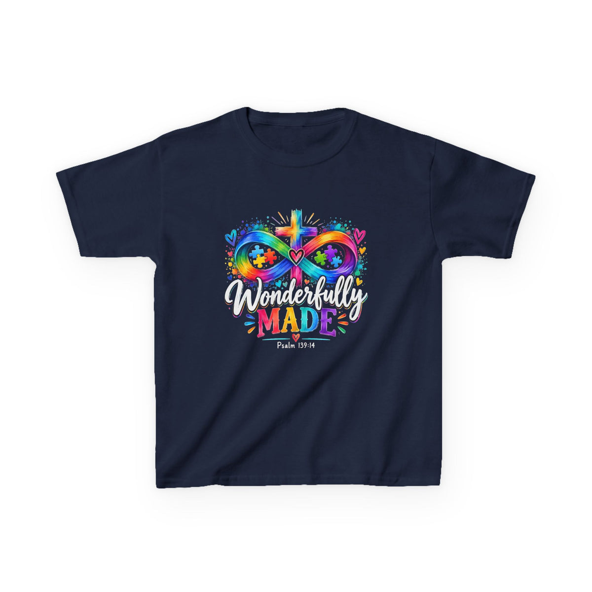 Youth Autism Awareness T-Shirt — Rainbow Infinity Heart "You’re Proud, You’re Made" Graphic Tee