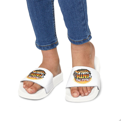 Youth Christian Slides — “Match My Faith Walk” Graphic Sandals