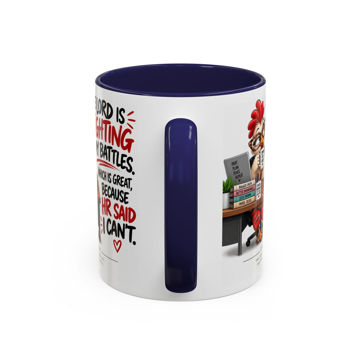 Inspirational Accent Coffee Mug — “The Lord Is Fighting My Battles” Faith Quote (11/15oz)