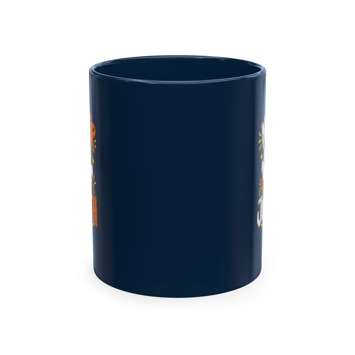 Halloween Ghost Christian Ceramic Mug — "No Fear, Just Faith" Pumpkin Coffee Cup