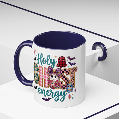 Accent Christian Coffee Mug — "Holy Ghost Energy" Halloween Cute Spooky Ceramic Mug (11/15oz)