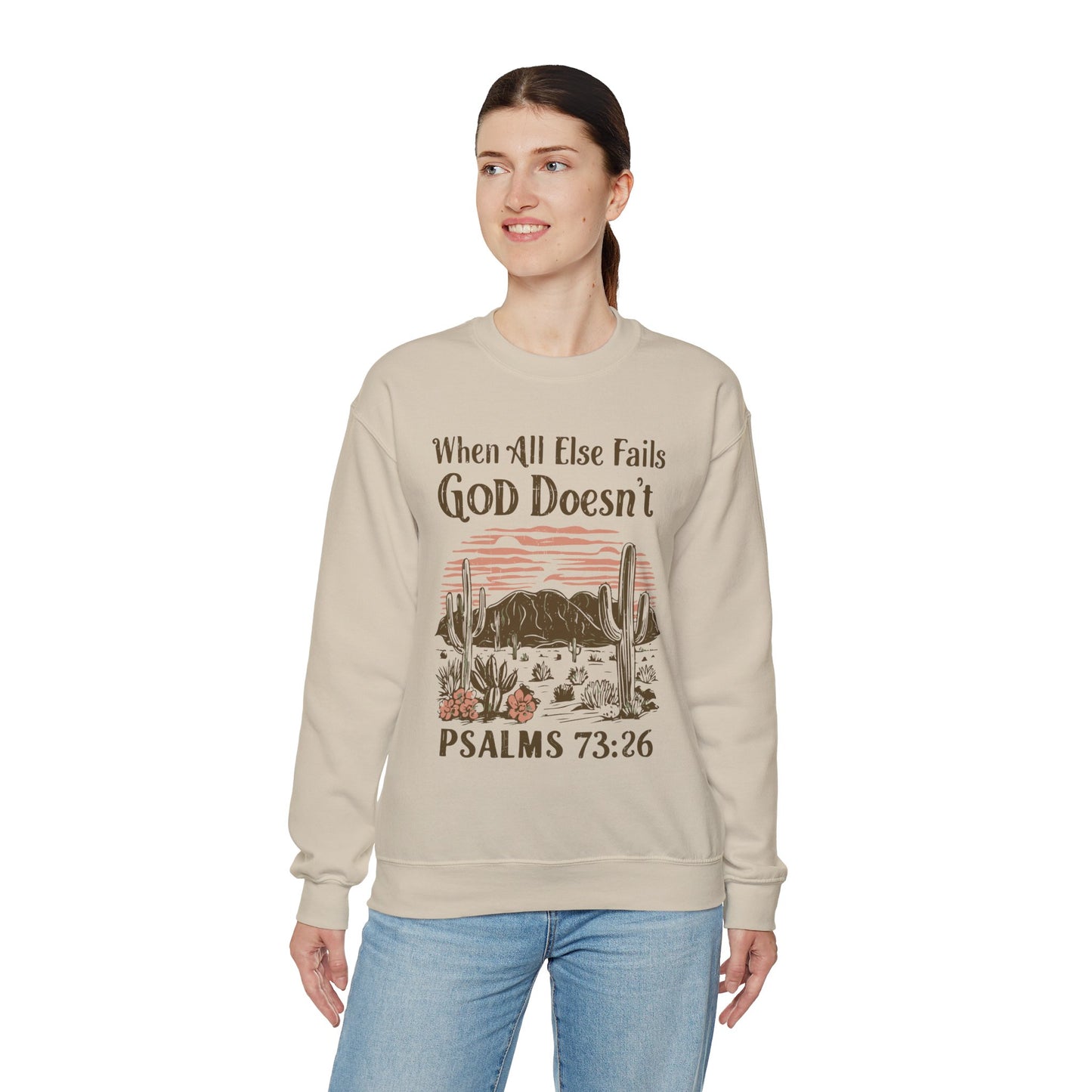 When All Else Fails God Doesn't Unisex Heavy Blend™ Crewneck Christian Sweatshirt