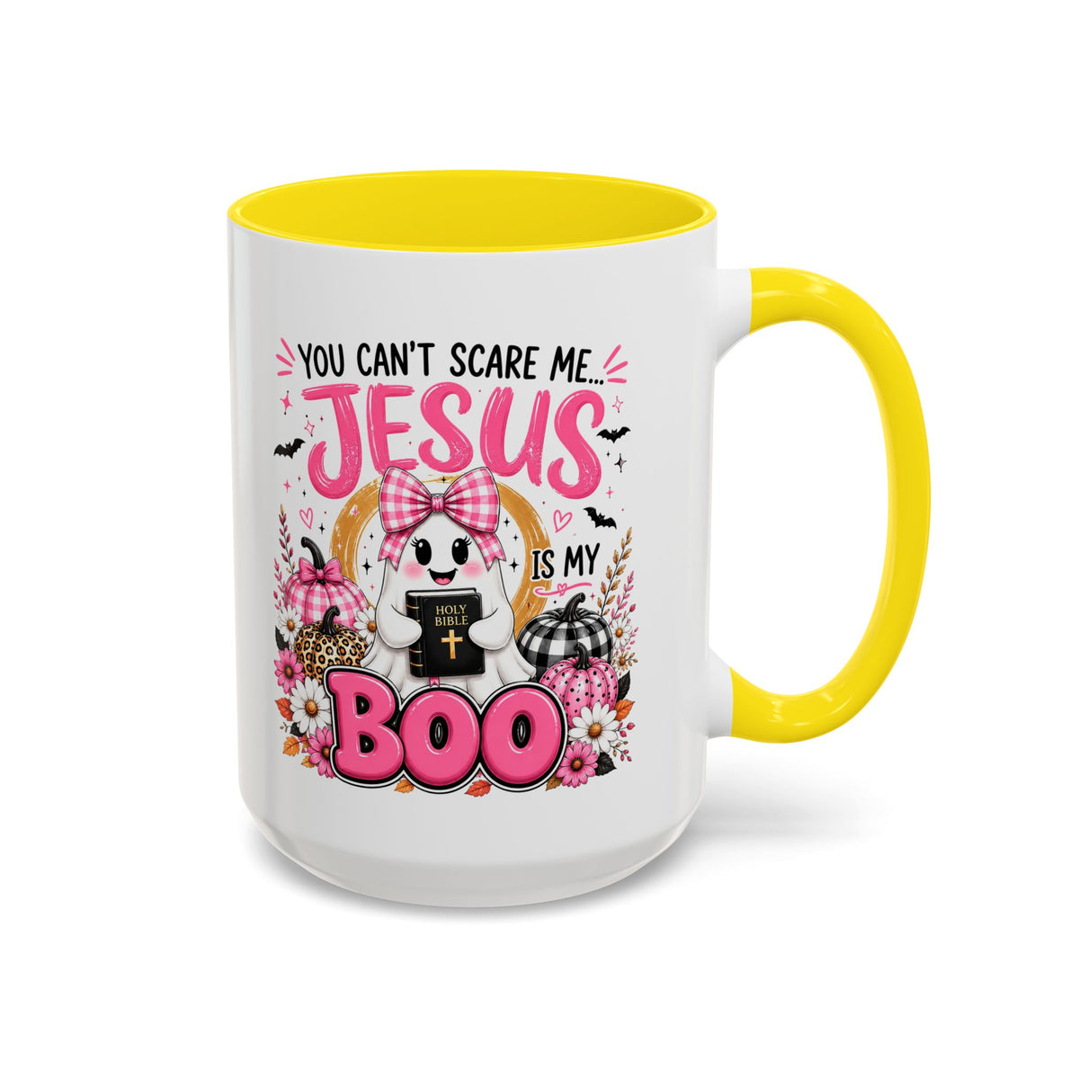 You Can’t Scare Me Jesus Is My Boo Coffee Mug — Halloween Christian Accent Mug