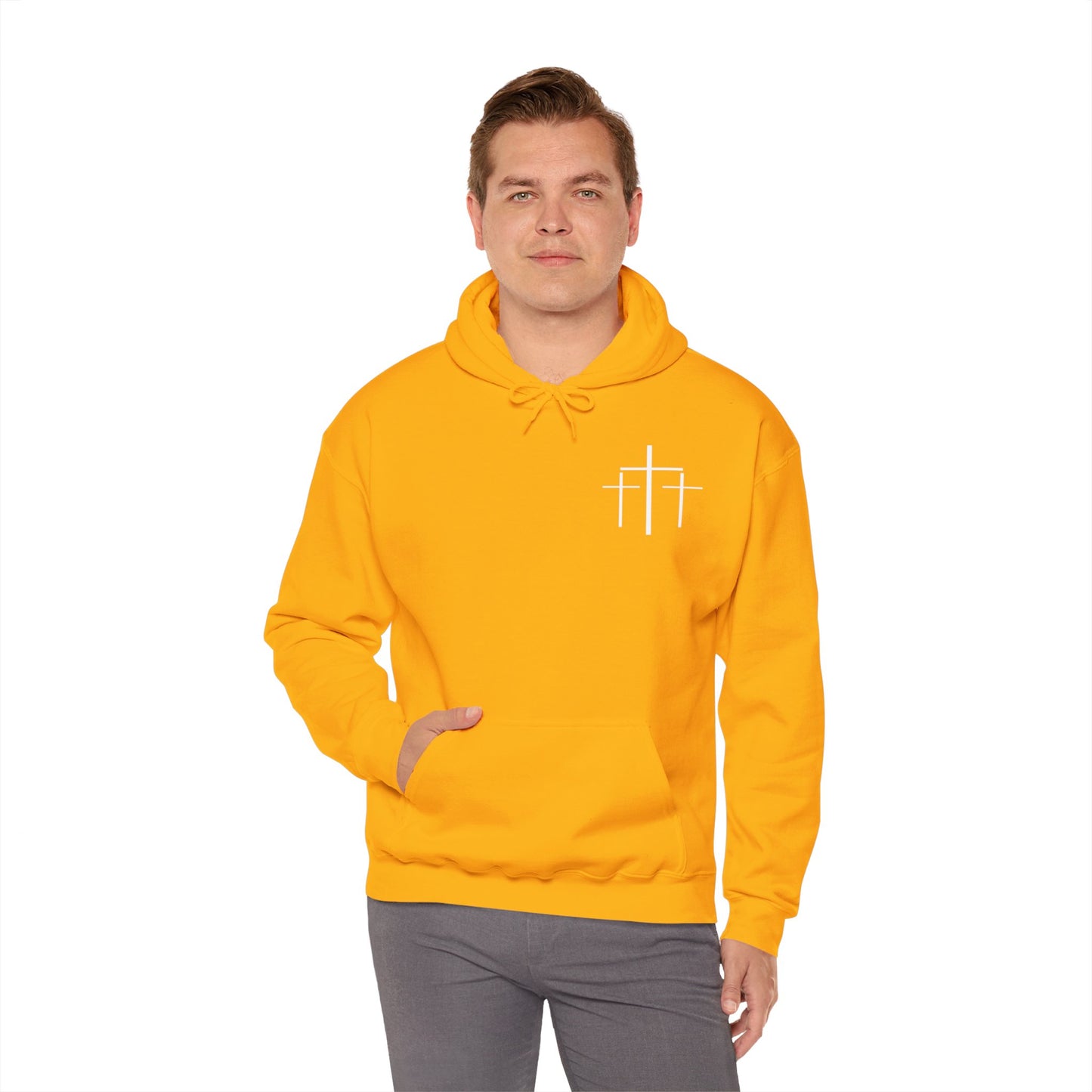 Faith Over Fear 3 Crosses  Unisex Christian Hooded Pullover Sweatshirt