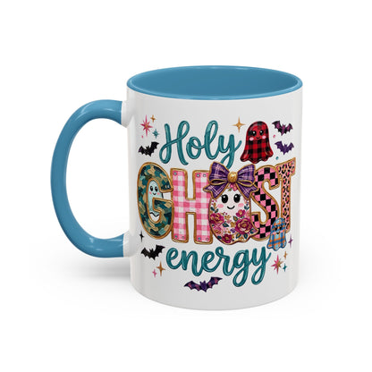 Accent Christian Coffee Mug — "Holy Ghost Energy" Halloween Cute Spooky Ceramic Mug (11/15oz)