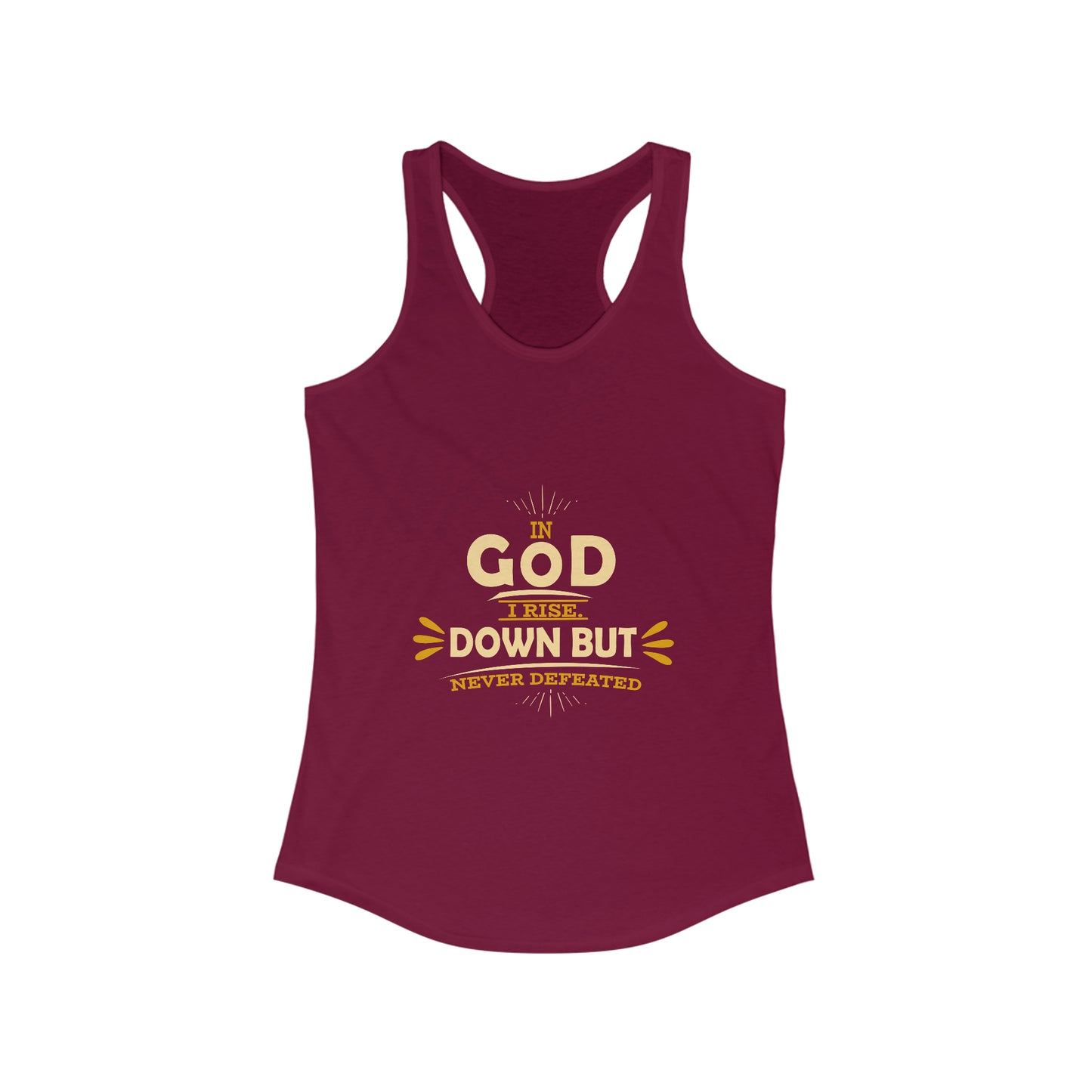 In God I Rise Down But Never Defeated  Slim Fit Tank-top