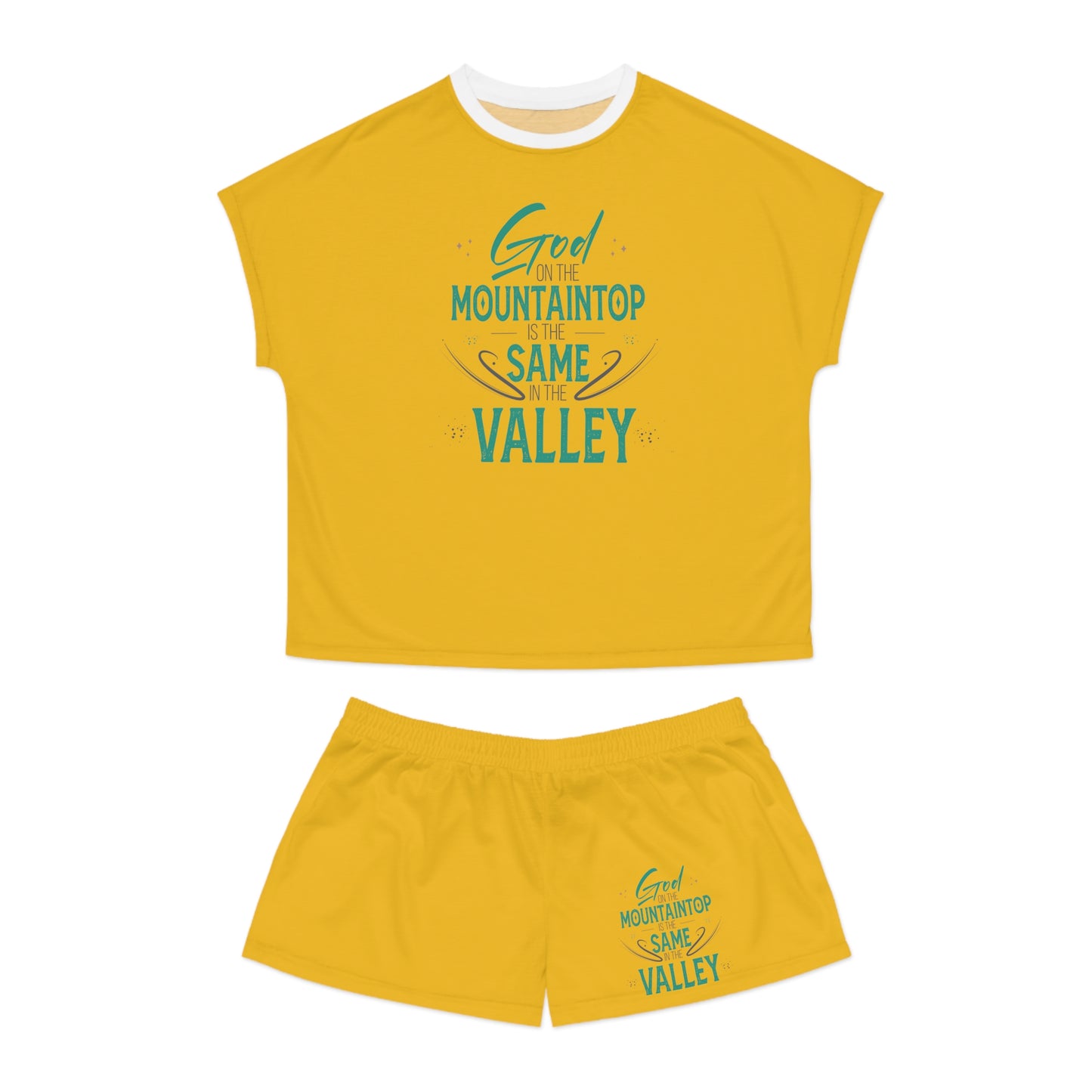 God On The Mountaintop Is The Same In The Valley Women's Christian Short Pajama Set Printify