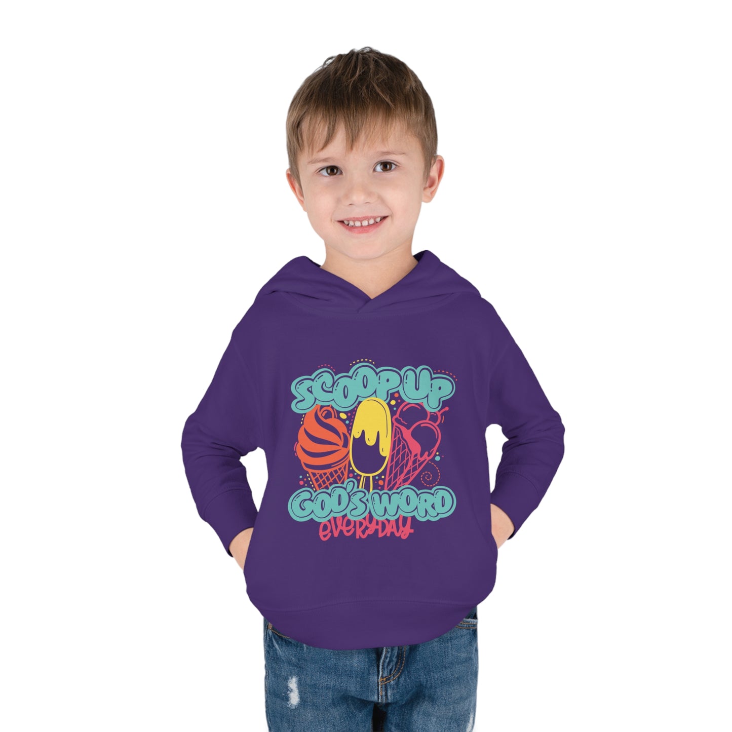 Scoop Up God's Word Everyday Christian Toddler Pullover Fleece Hooded Sweatshirt