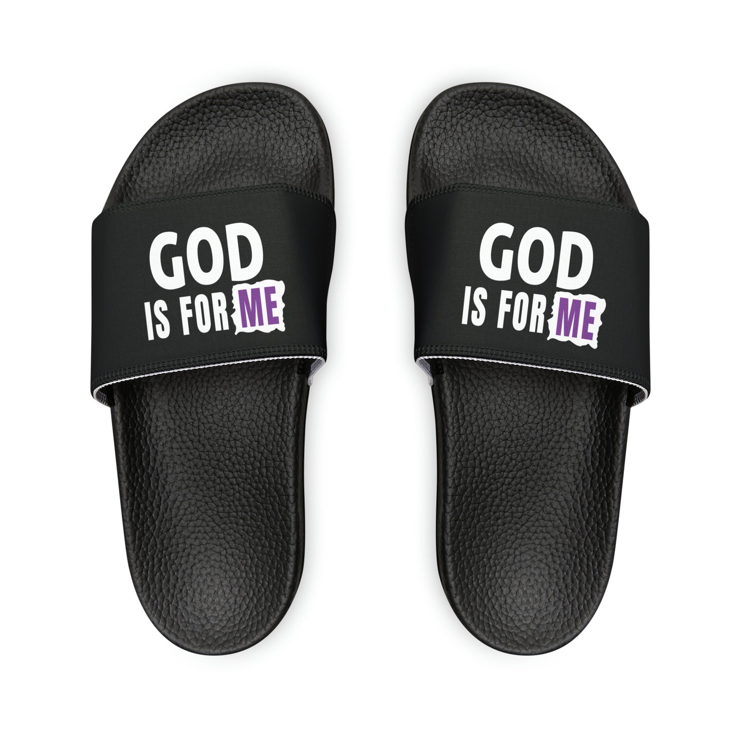 God Is For Me Men's PU Christian Slide Sandals Printify