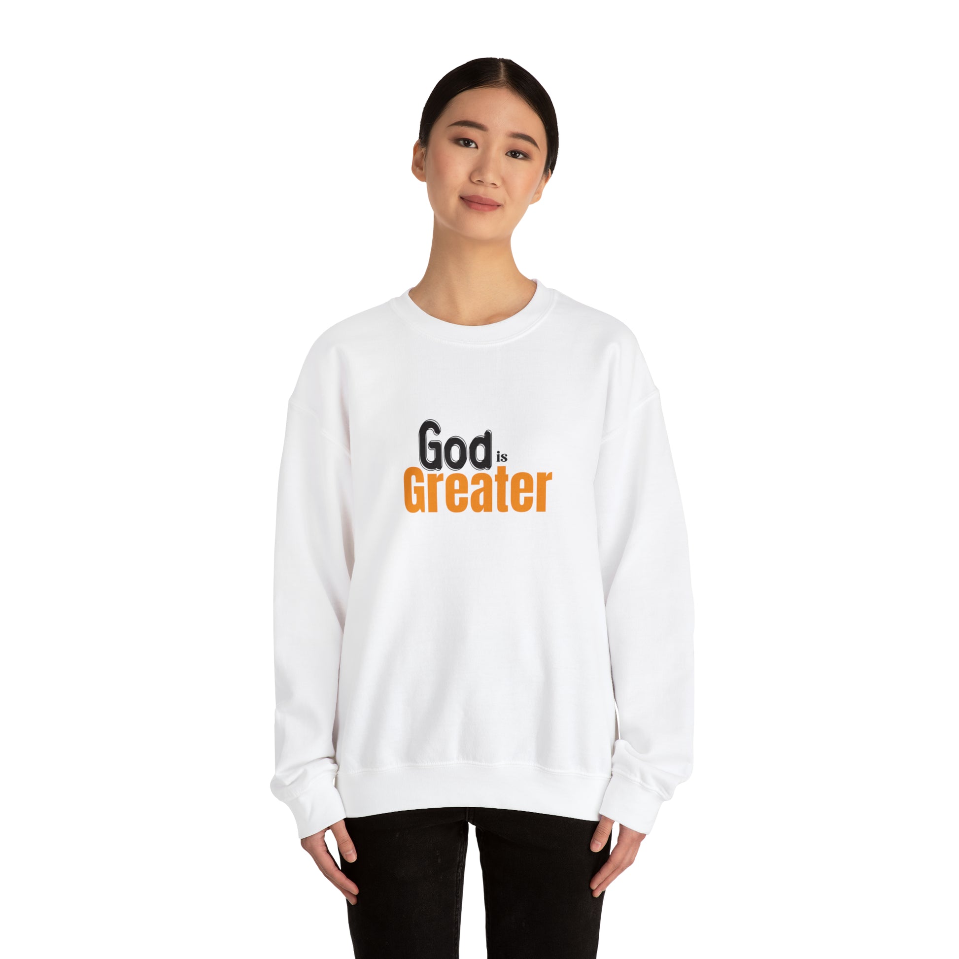 God Is Greater Christian Unisex Heavy Blend™ Crewneck Sweatshirt Printify