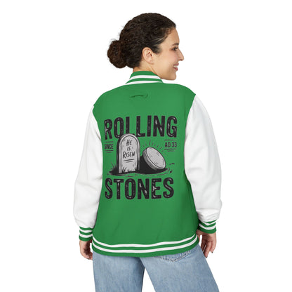 Unisex Vintage Rocker Letterman Jacket - Rolling Stones Design - ClaimedbyGodDesigns