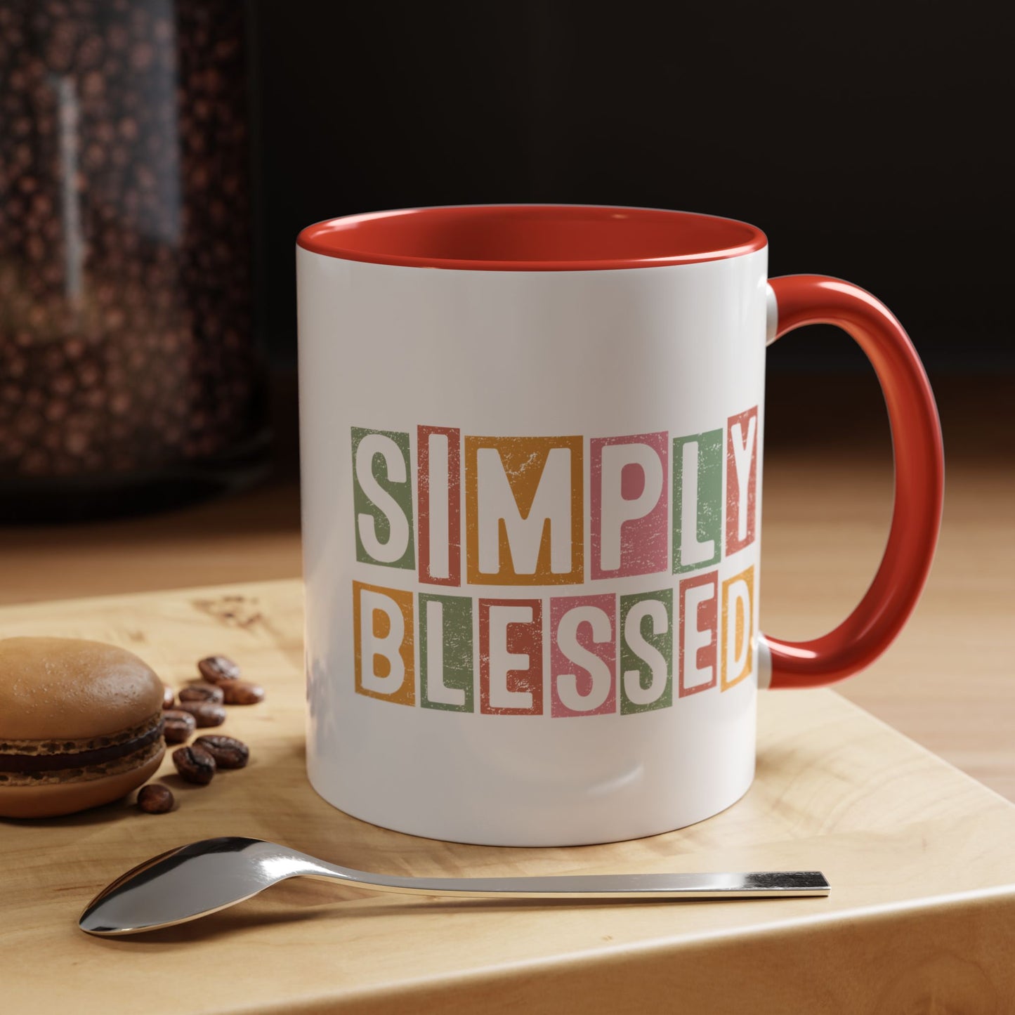 Christian Ceramic Mug- Simply Blessed Accent Coffee Mug (11, 15oz)