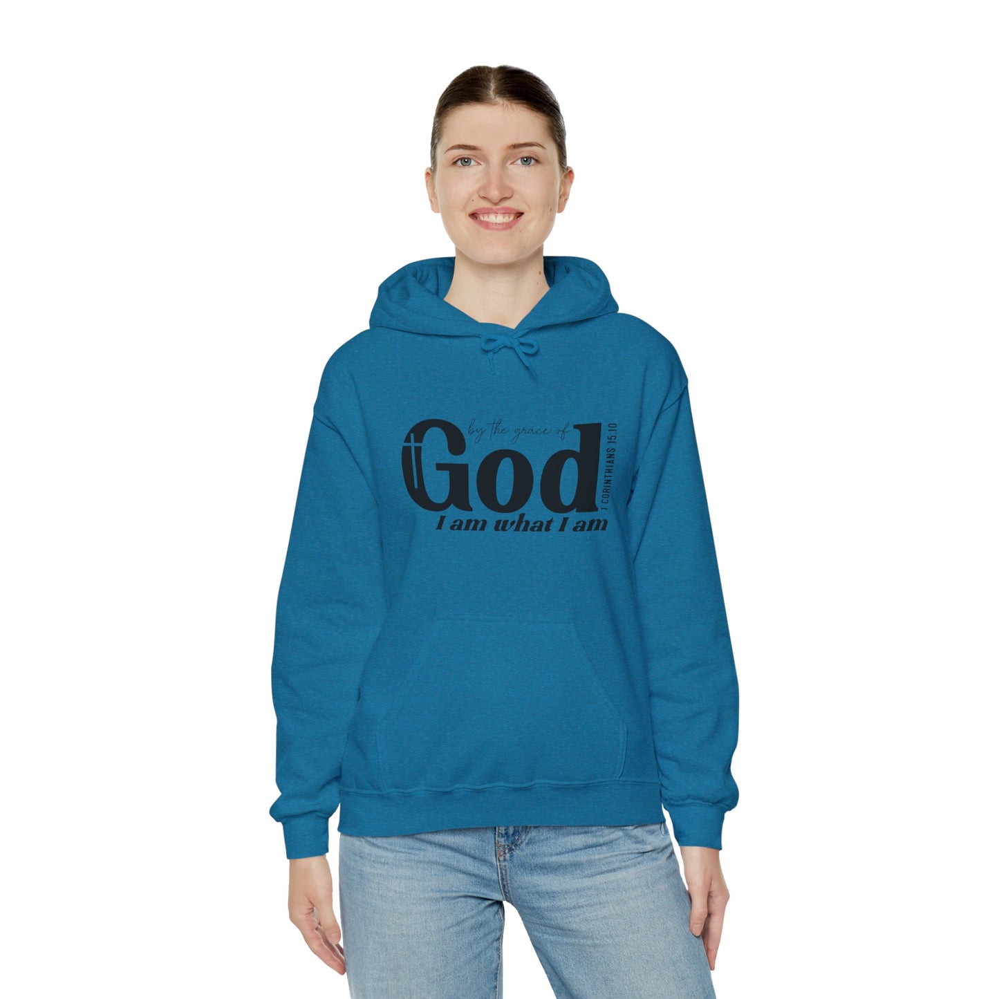 1 Corinthians 15:10 By The Grace Of God I Am What I Am Unisex Christian Pullover Hooded Sweatshirt