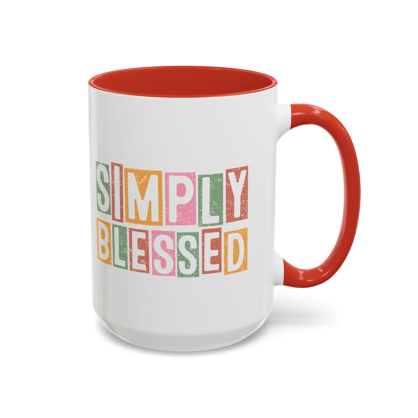 Christian Ceramic Mug- Simply Blessed Accent Coffee Mug (11, 15oz)