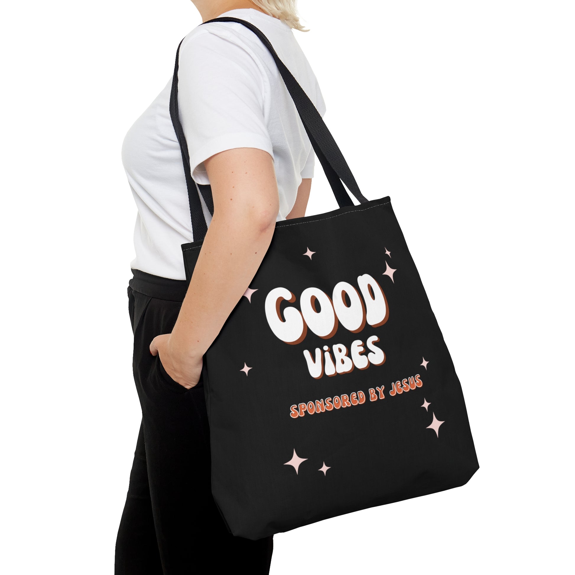 Good Vibes Sponsored By Jesus Christian Tote Bag Printify