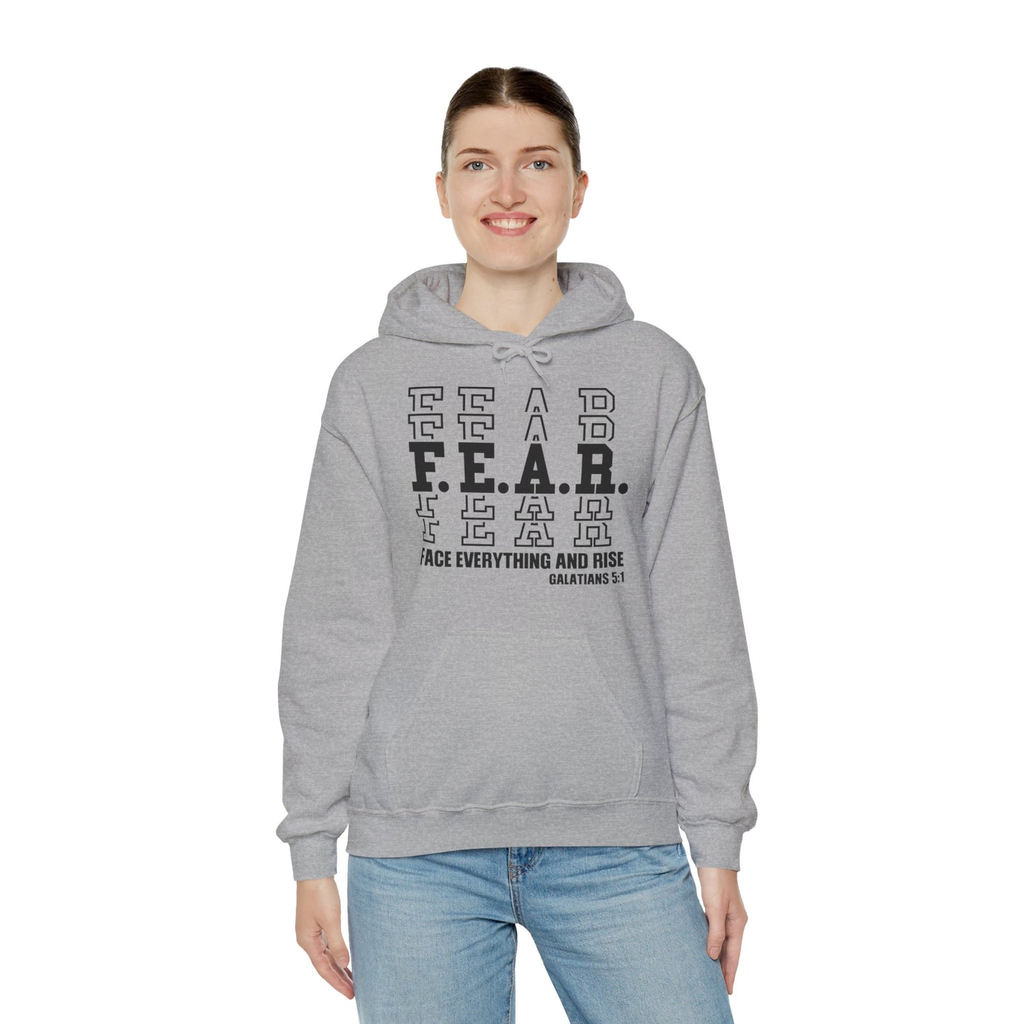 FEAR Face Everything And Rise Unisex Christian Hooded Pullover Sweatshirt