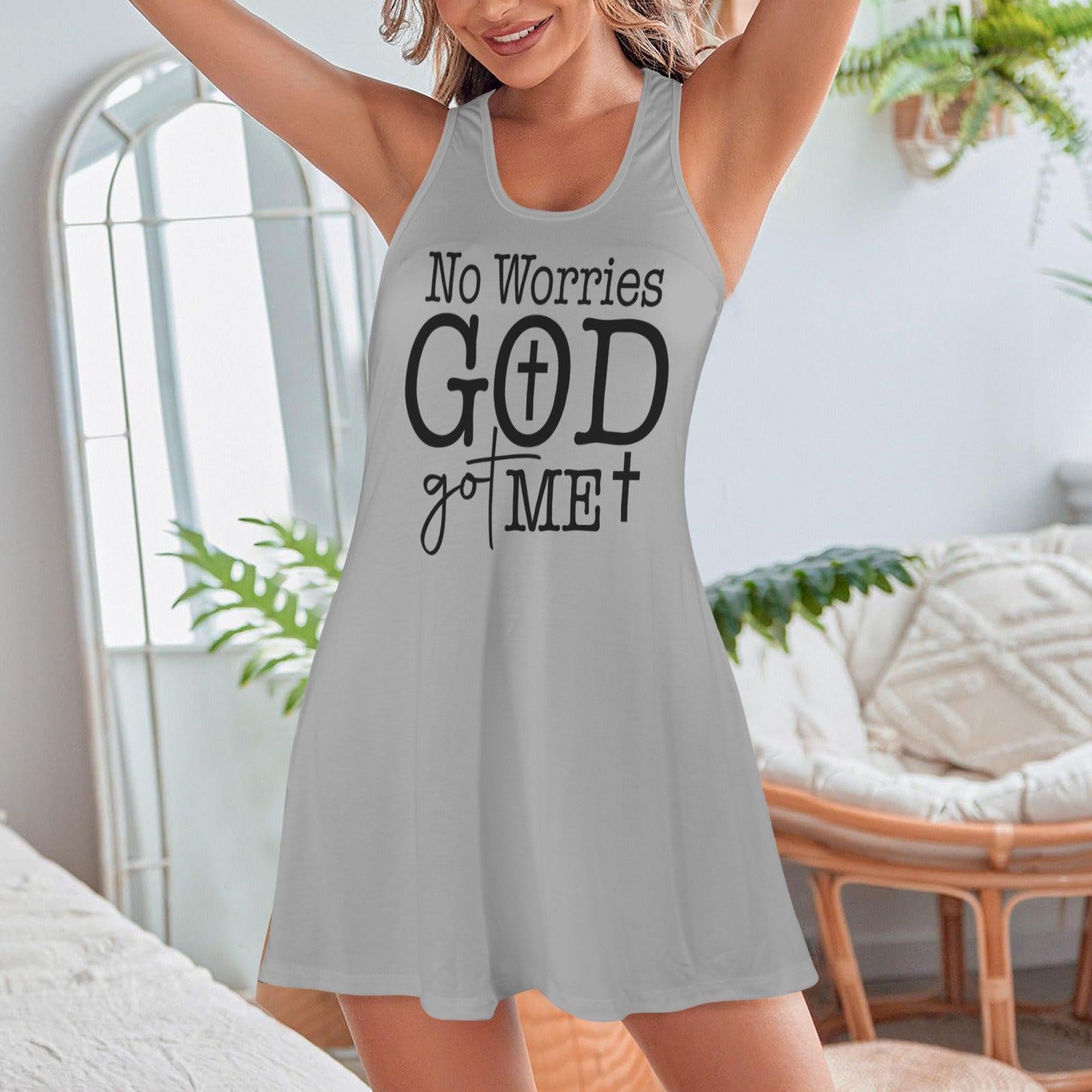 No Worries God Got Me Women's Christian Racer Vest Pajama Nightdress