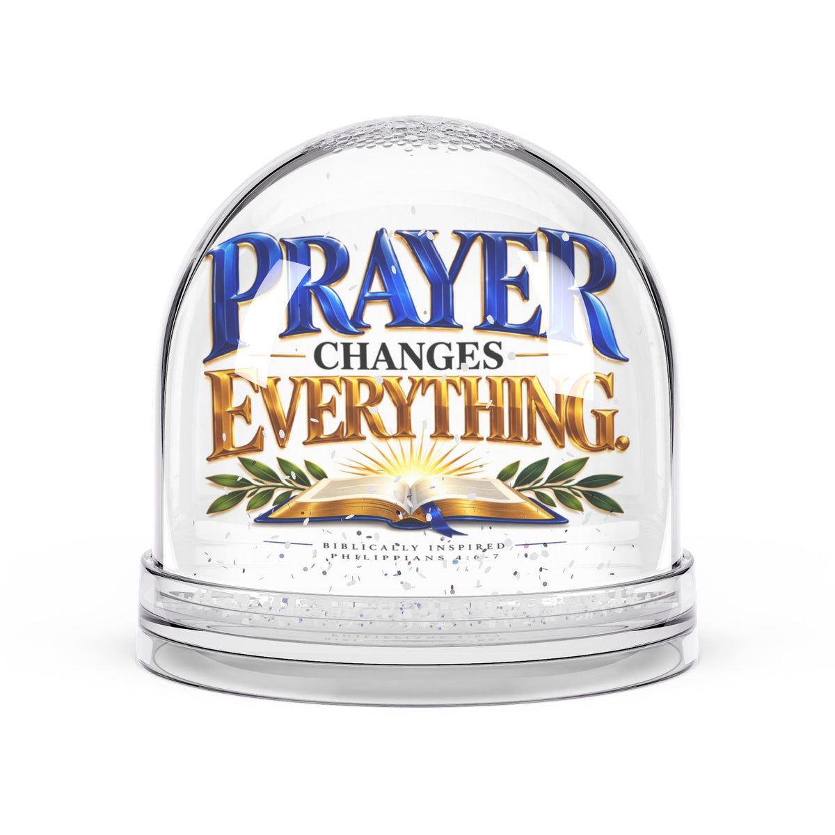 Prayer Changes Everything Christian Snow Globe - Claimed by God Designs