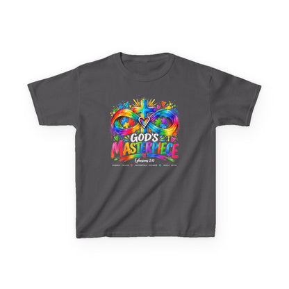 God's Masterpiece autism awareness youth t-shirt with infinity heart