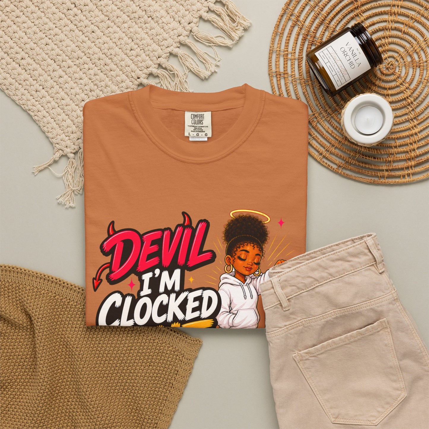T-Shirt — "Devil I'm Clocked Out for Drama" Graphic Tee - ClaimedbyGodDesigns