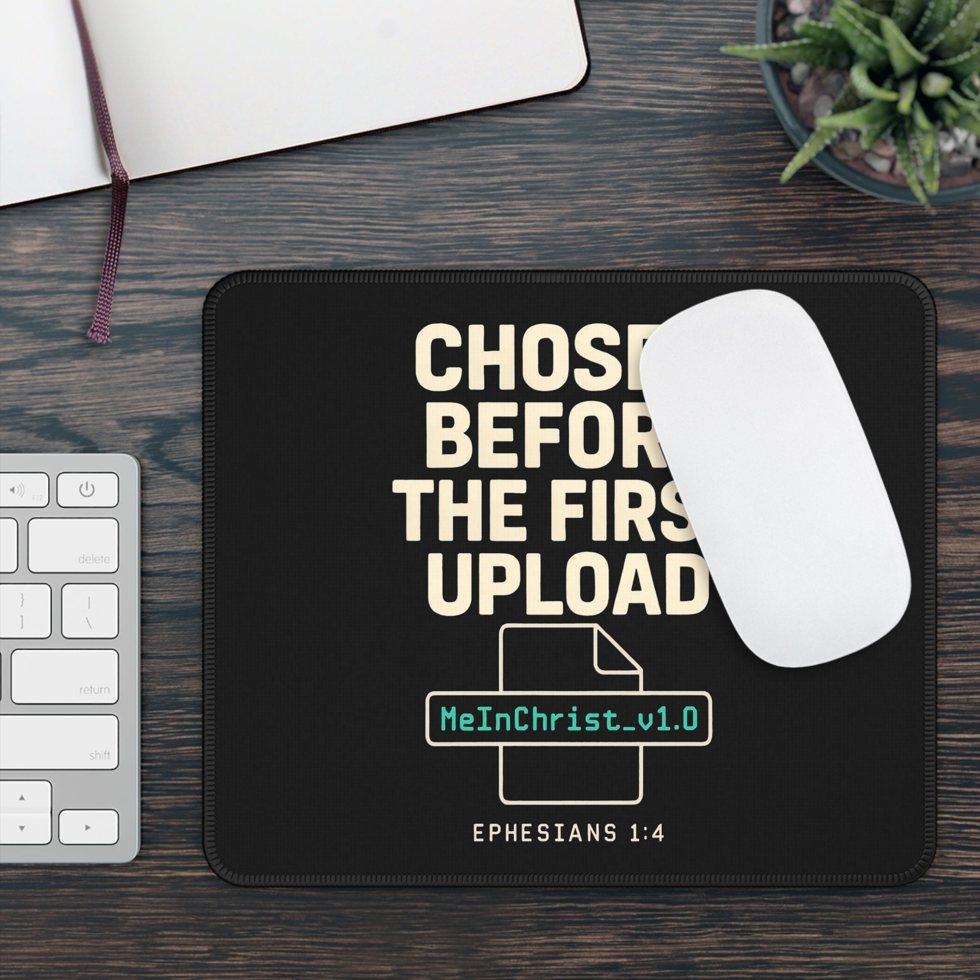 Stylish Gaming Mouse Pad - Chosen Before the First Upload, Perfect Gift for Gamers, Office Decor, Christian Themed, Inspirational Quotes - ClaimedbyGodDesigns