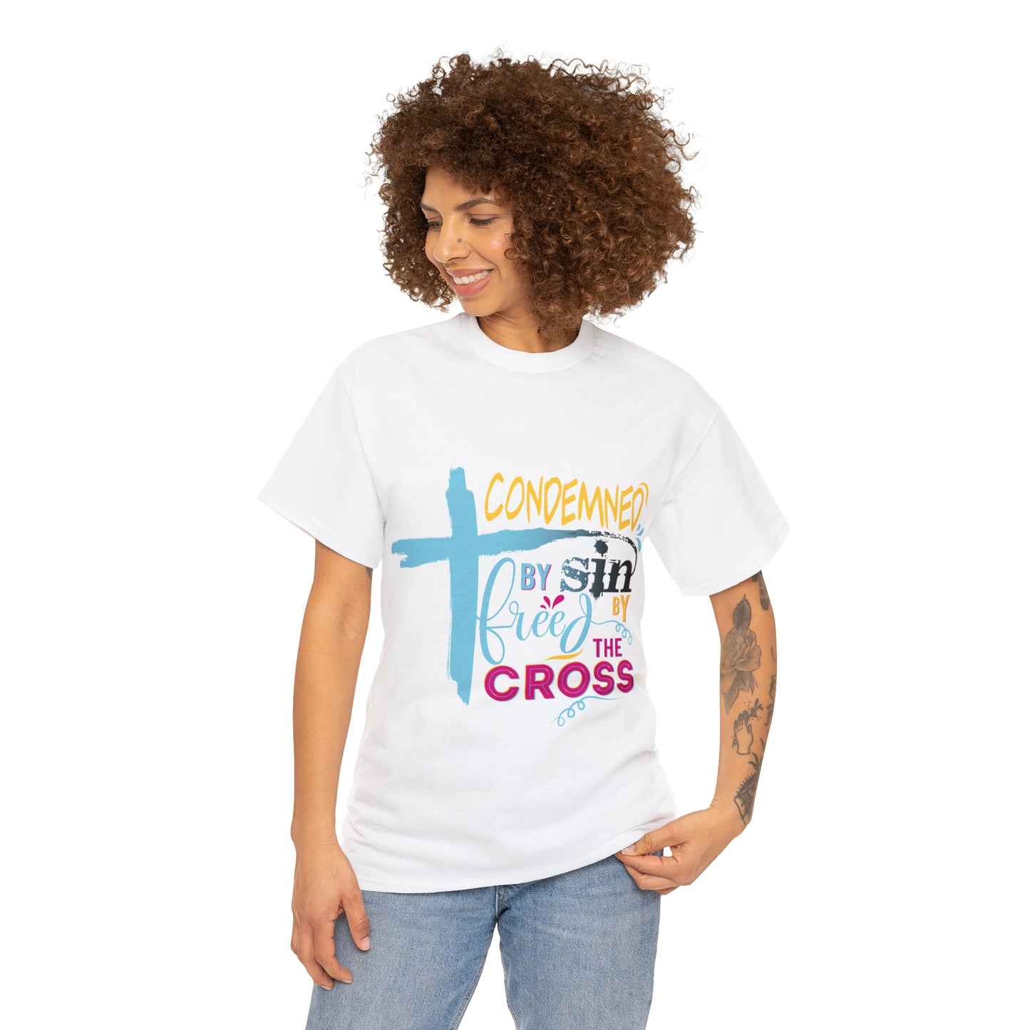 Condemned By Sin Freed By The Cross Unisex Heavy Cotton Tee