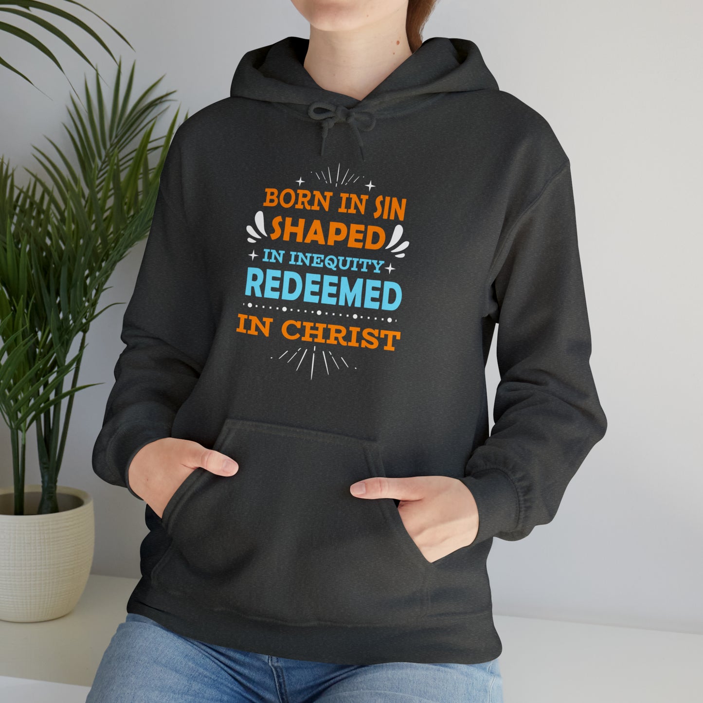 Born In Sin Shaped In Inequity Redeemed In Christ Unisex Hooded Sweatshirt