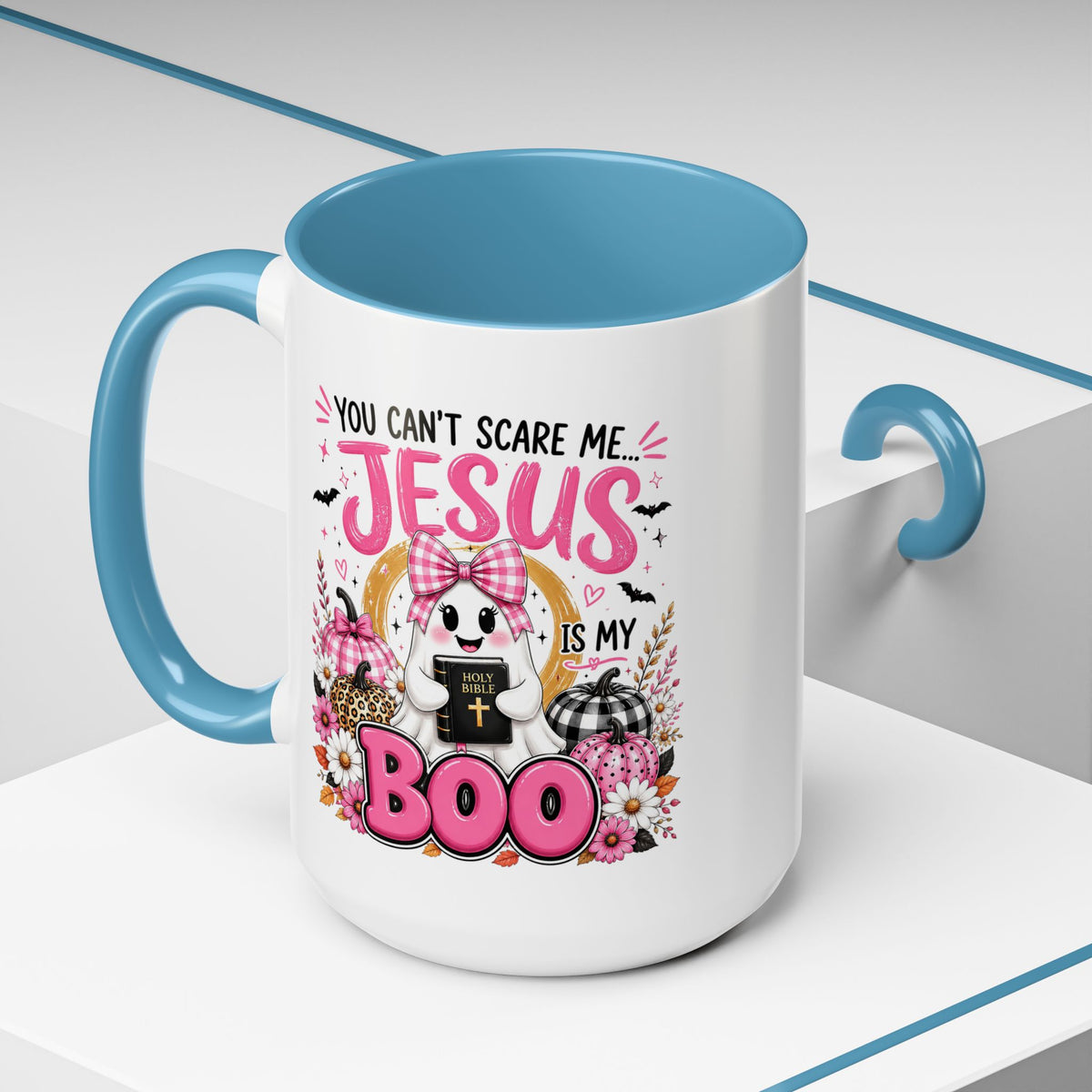 You Can’t Scare Me Jesus Is My Boo Coffee Mug — Halloween Christian Accent Mug