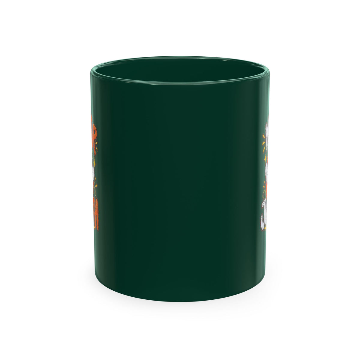 Halloween Ghost Christian Ceramic Mug — "No Fear, Just Faith" Pumpkin Coffee Cup