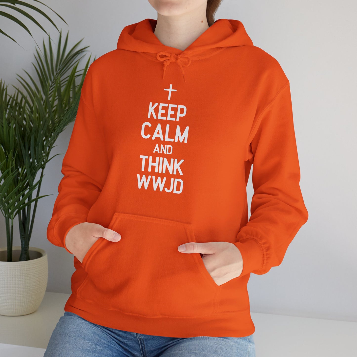 Keep Calm And Think What Would Jesus Do (wwjd)Unisex Christian Hooded Pullover Sweatshirt