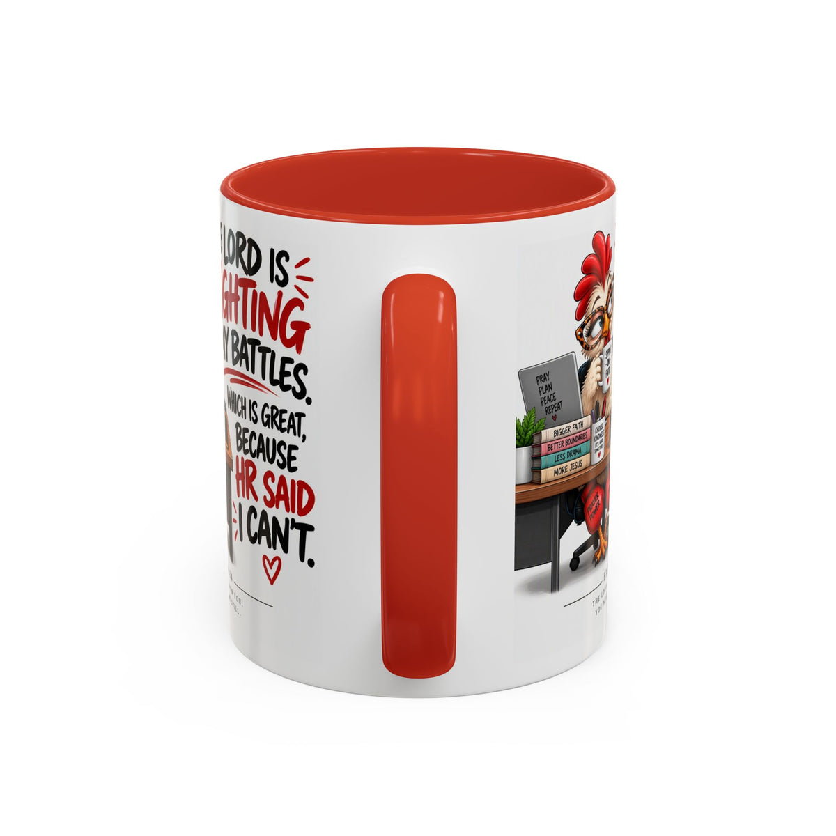 Inspirational Accent Coffee Mug — “The Lord Is Fighting My Battles” Faith Quote (11/15oz)