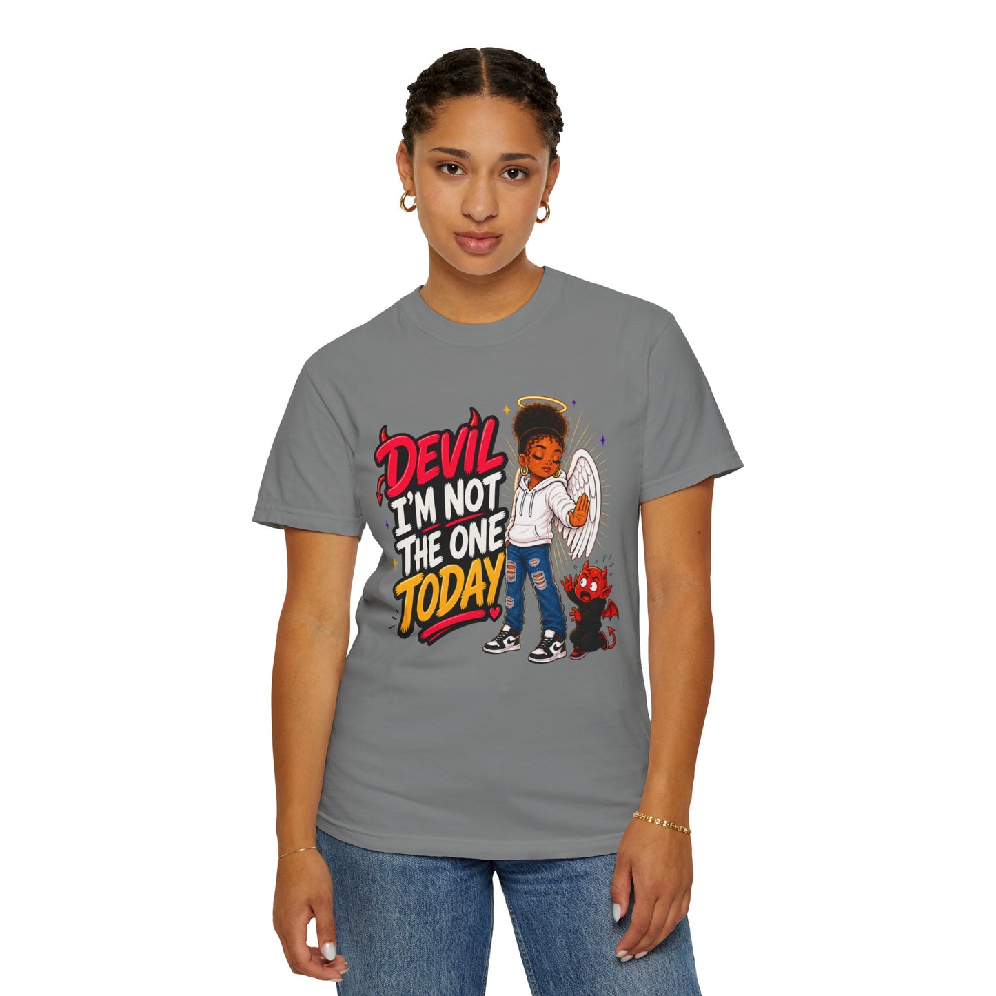 Devil I'm Not the One Today T-Shirt — Funny Angel vs Devil Graphic Tee - ClaimedbyGodDesigns