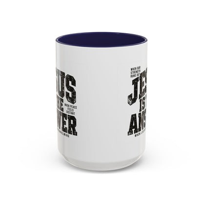 Jesus Is the Answer Christian coffee mug, view 2