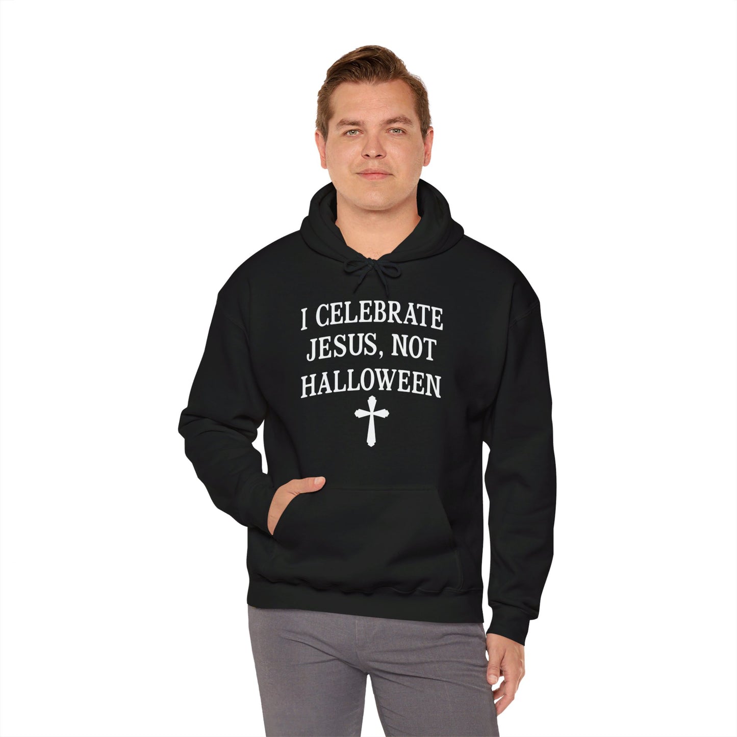 I Celebrate Jesus Not Halloween Halloween Unisex Christian Pullover Hooded Sweatshirt