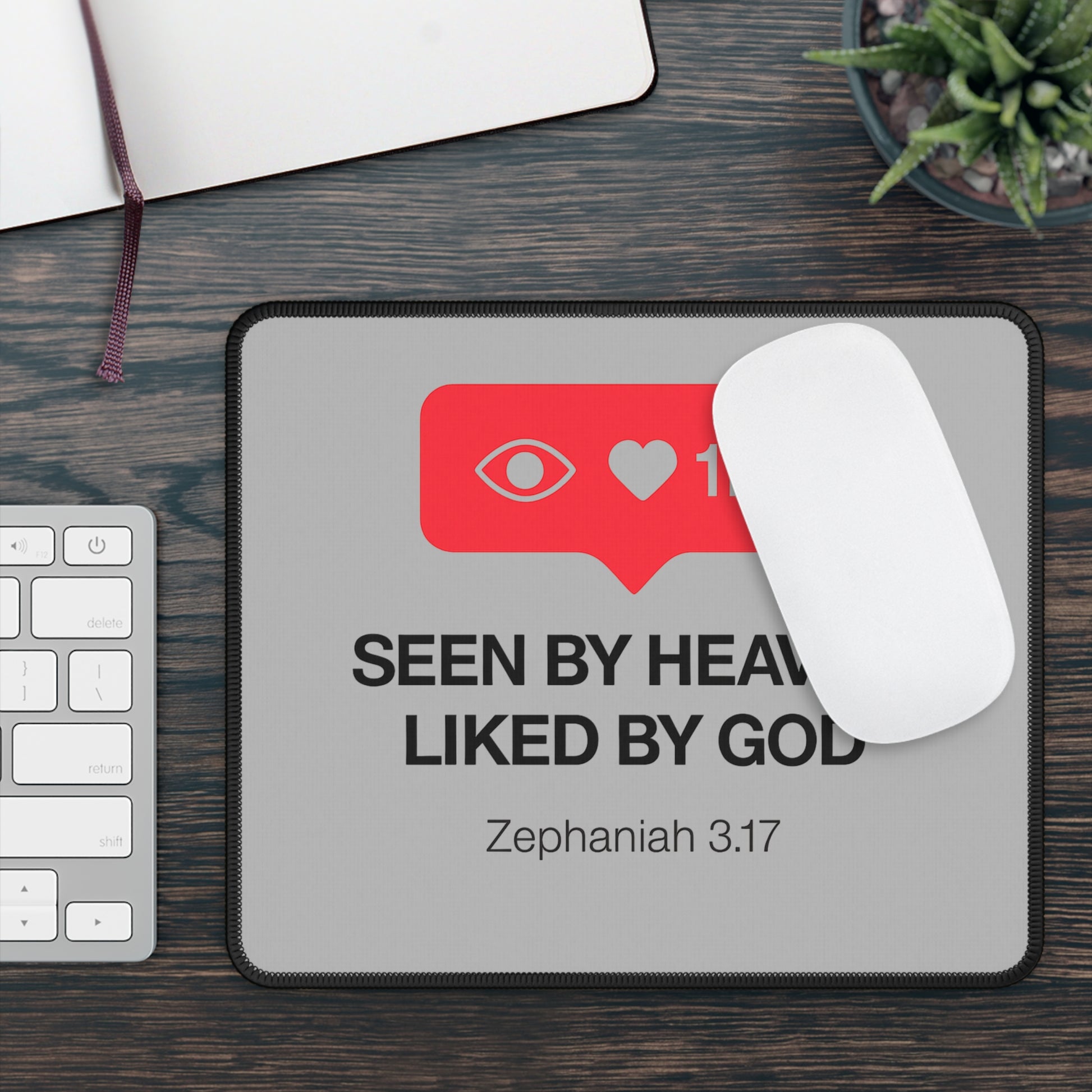 Inspirational Gaming Mouse Pad - 'Seen by Heaven, Liked by God' - Perfect Gift for Gamers, Faith - Based Motivation, Desk Accessories - ClaimedbyGodDesigns